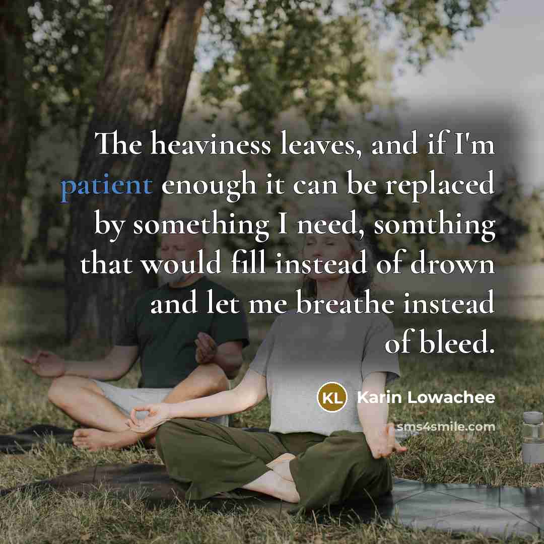 “The heaviness leaves, and if I'm patient enough it can…” quote by Karin Lowachee