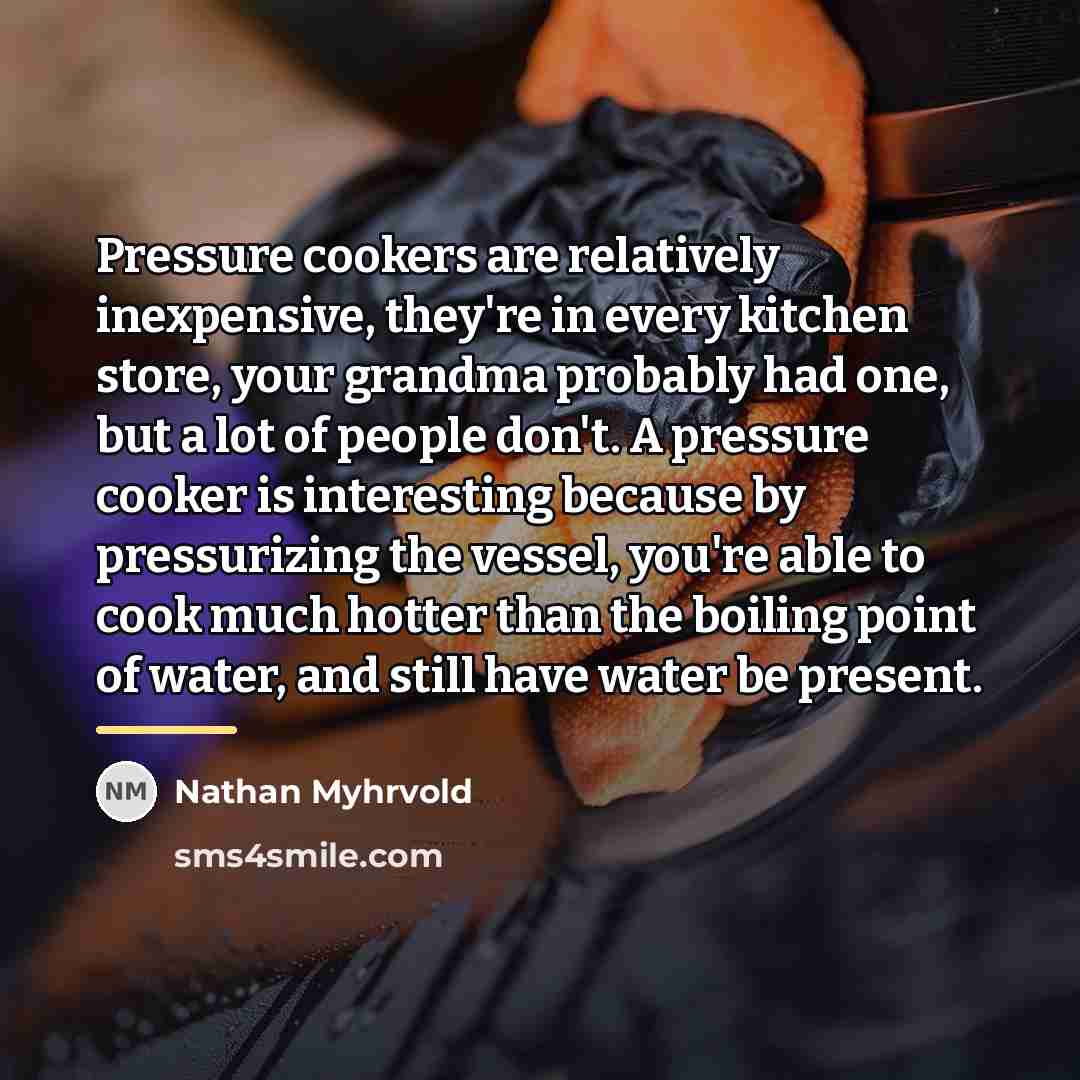 “Pressure cookers are relatively inexpensive, they're in every kitchen store,…” quote by Nathan Myhrvold