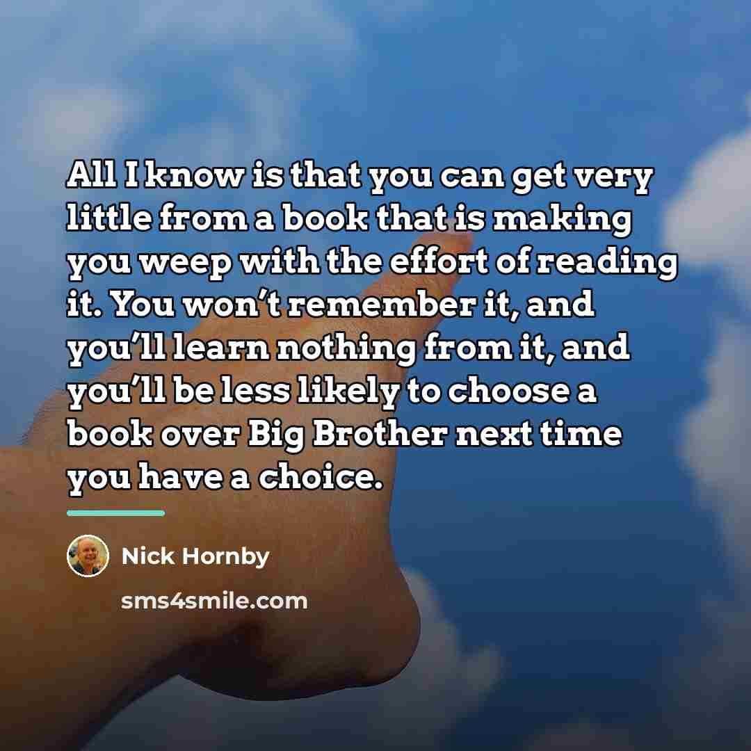 “All I know is that you can get very little…” quote by Nick Hornby