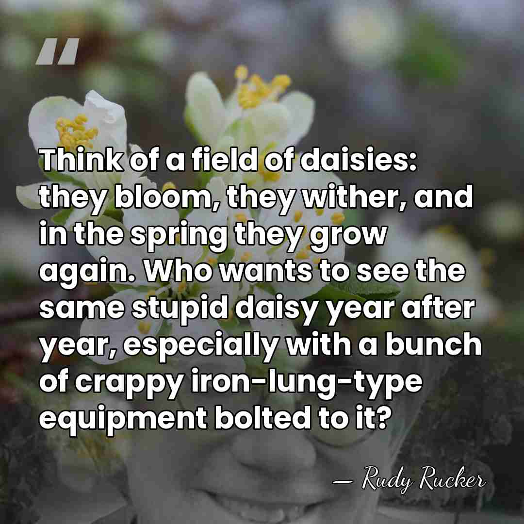 Think of a field of daisies: they bloom, they wither, and in&hellip; - Rudy Rucker