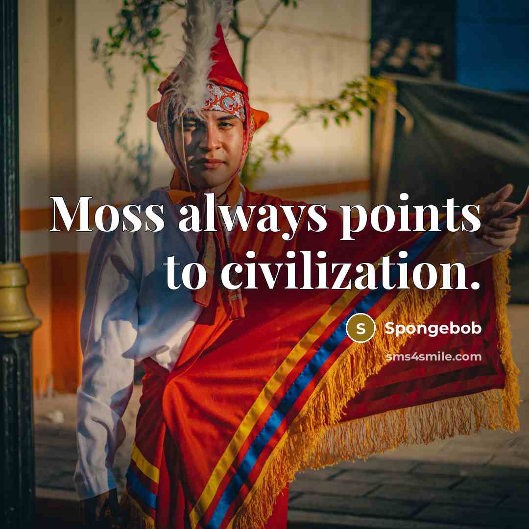 “Moss always points to civilization.…” quote by Spongebob