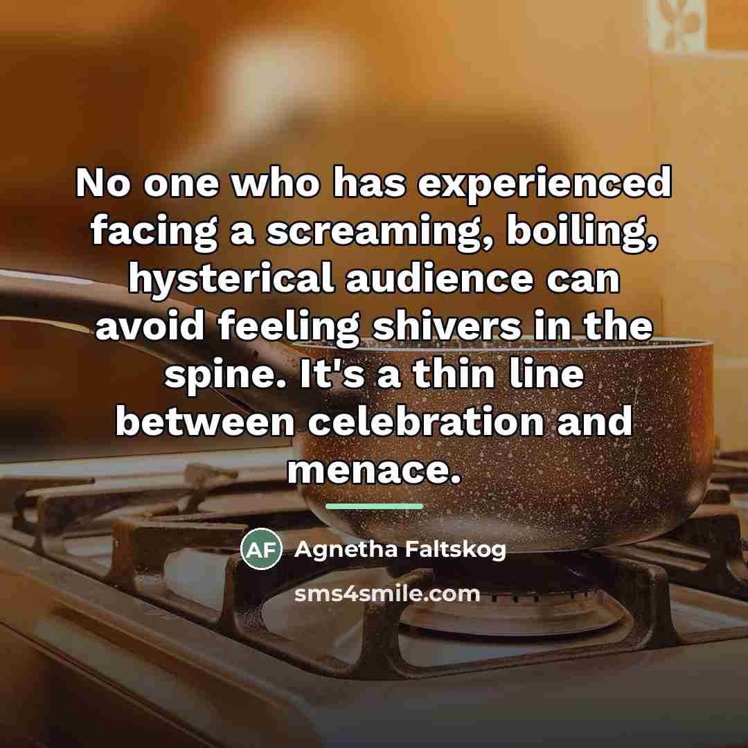 “No one who has experienced facing a screaming, boiling, hysterical…” quote by Agnetha Faltskog