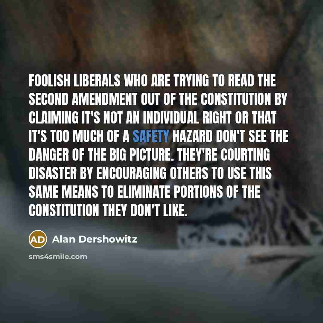 “Foolish liberals who are trying to read the Second Amendment…” quote by Alan Dershowitz