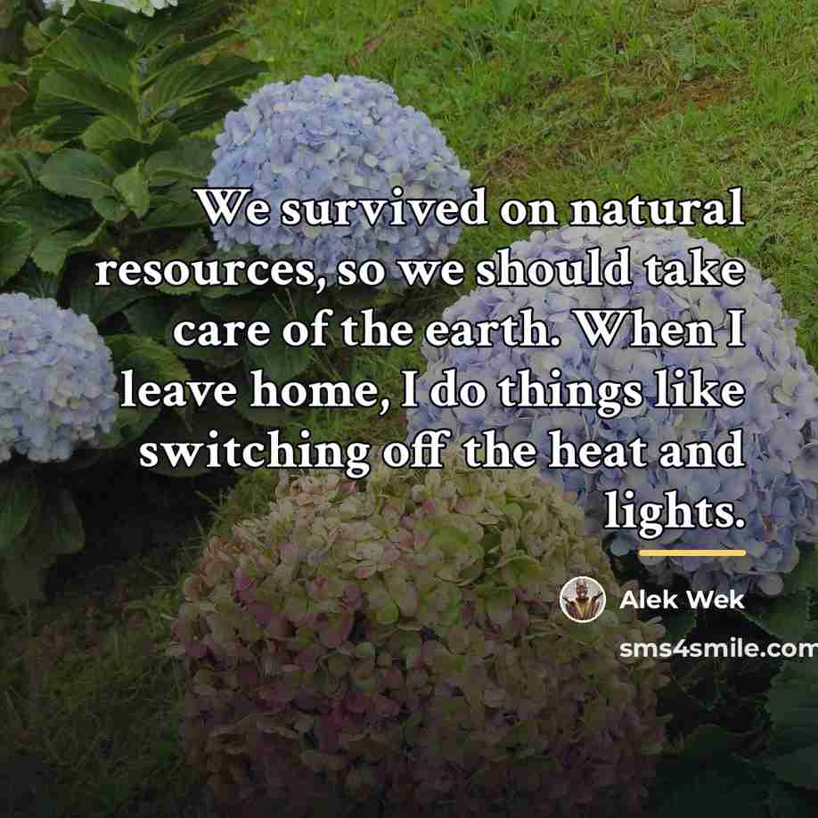 “We survived on natural resources, so we should take care…” quote by Alek Wek