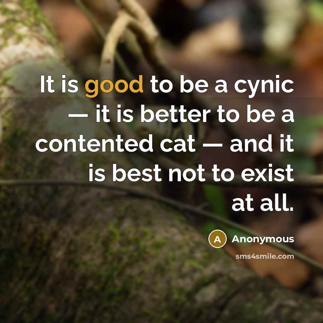 “It is good to be a cynic — it is…” quote by Anonymous