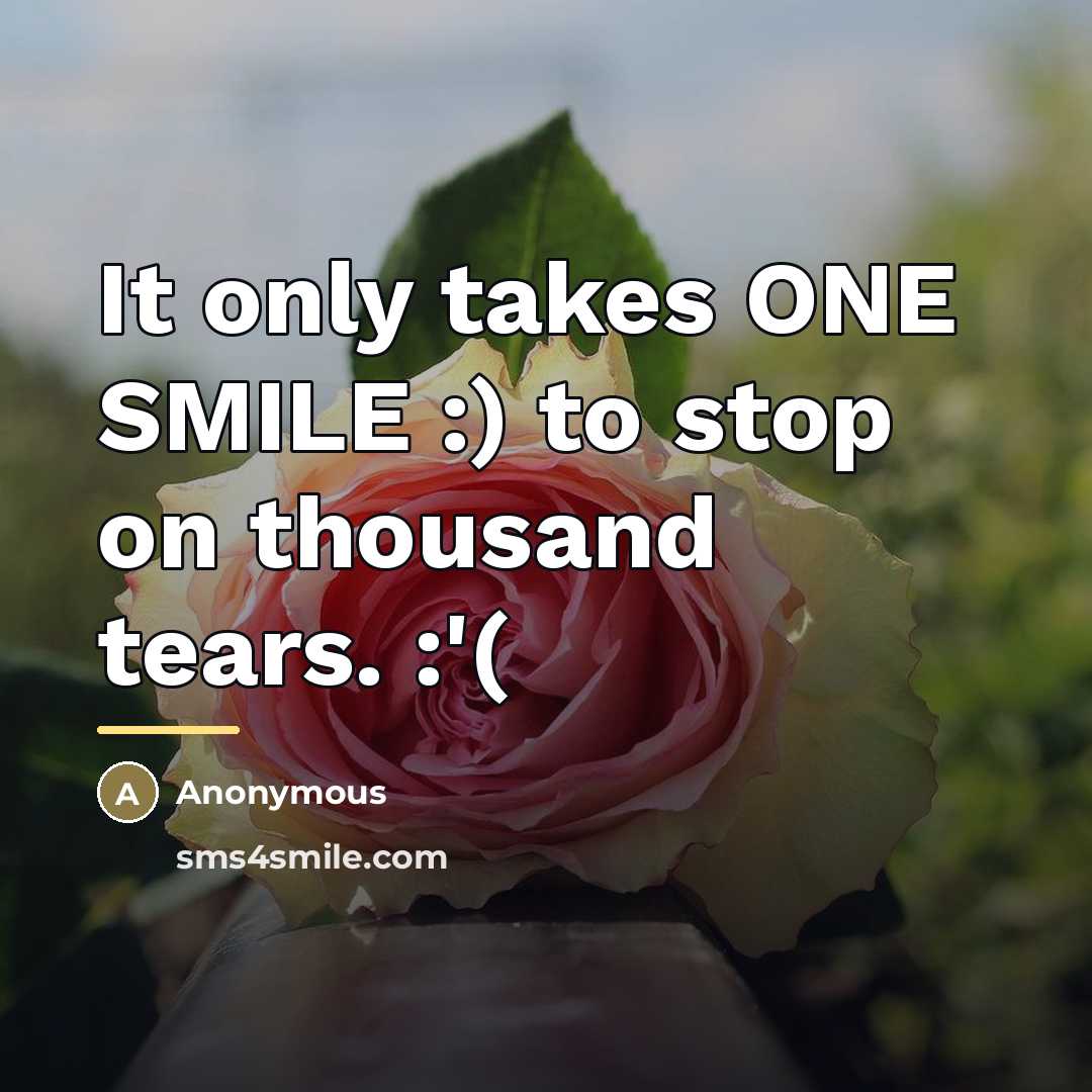 “It only takes ONE SMILE :) to stop on thousand…” quote by Anonymous