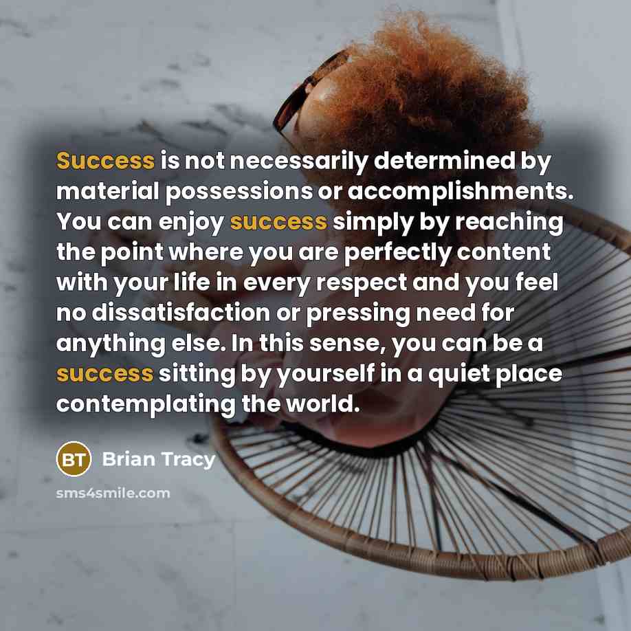 “Success is not necessarily determined by material possessions or accomplishments.…” quote by Brian Tracy