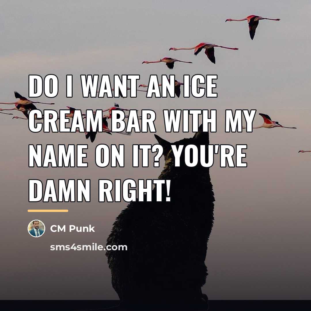 “Do I want an ice cream bar with my name…” quote by CM Punk