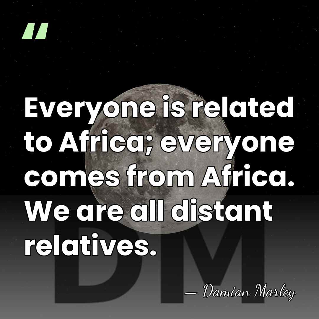 Everyone is related to Africa; everyone comes from Africa. We are all&hellip; - Damian Marley