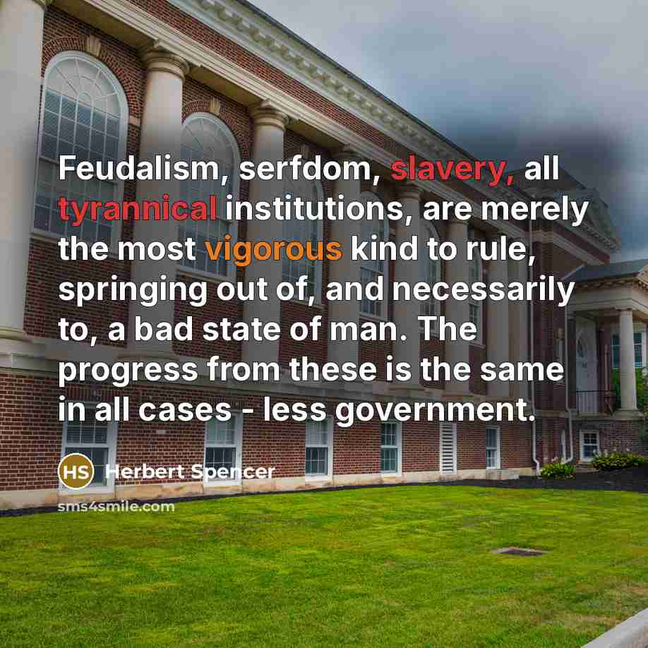 “Feudalism, serfdom, slavery, all tyrannical institutions, are merely the most…” quote by Herbert Spencer