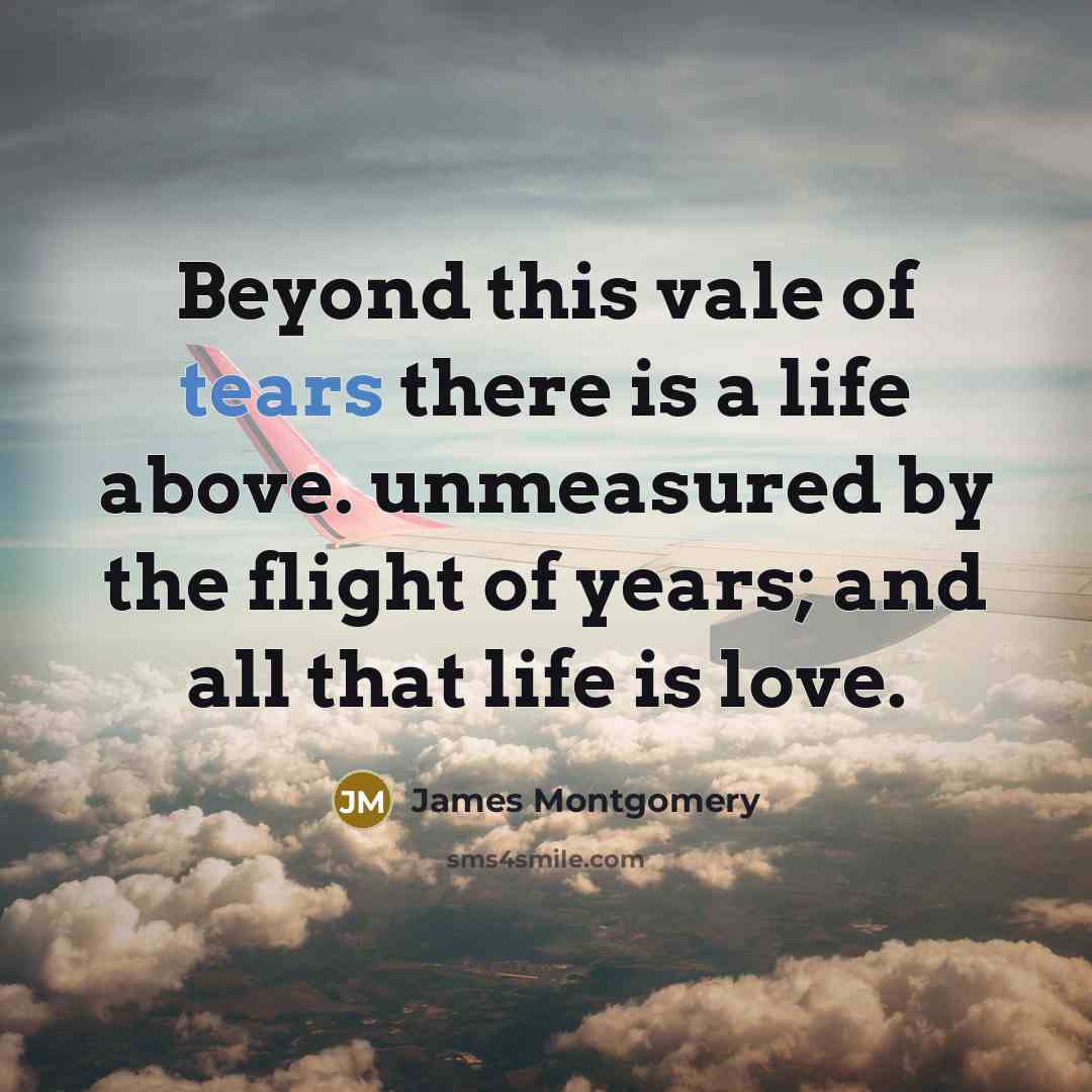 “Beyond this vale of tears there is a life above.…” quote by James Montgomery