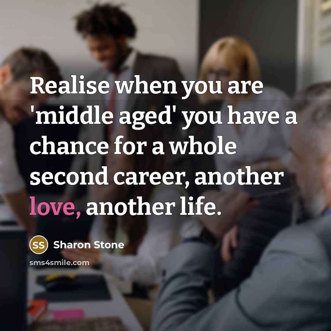 “Realise when you are 'middle aged' you have a chance…” quote by Sharon Stone