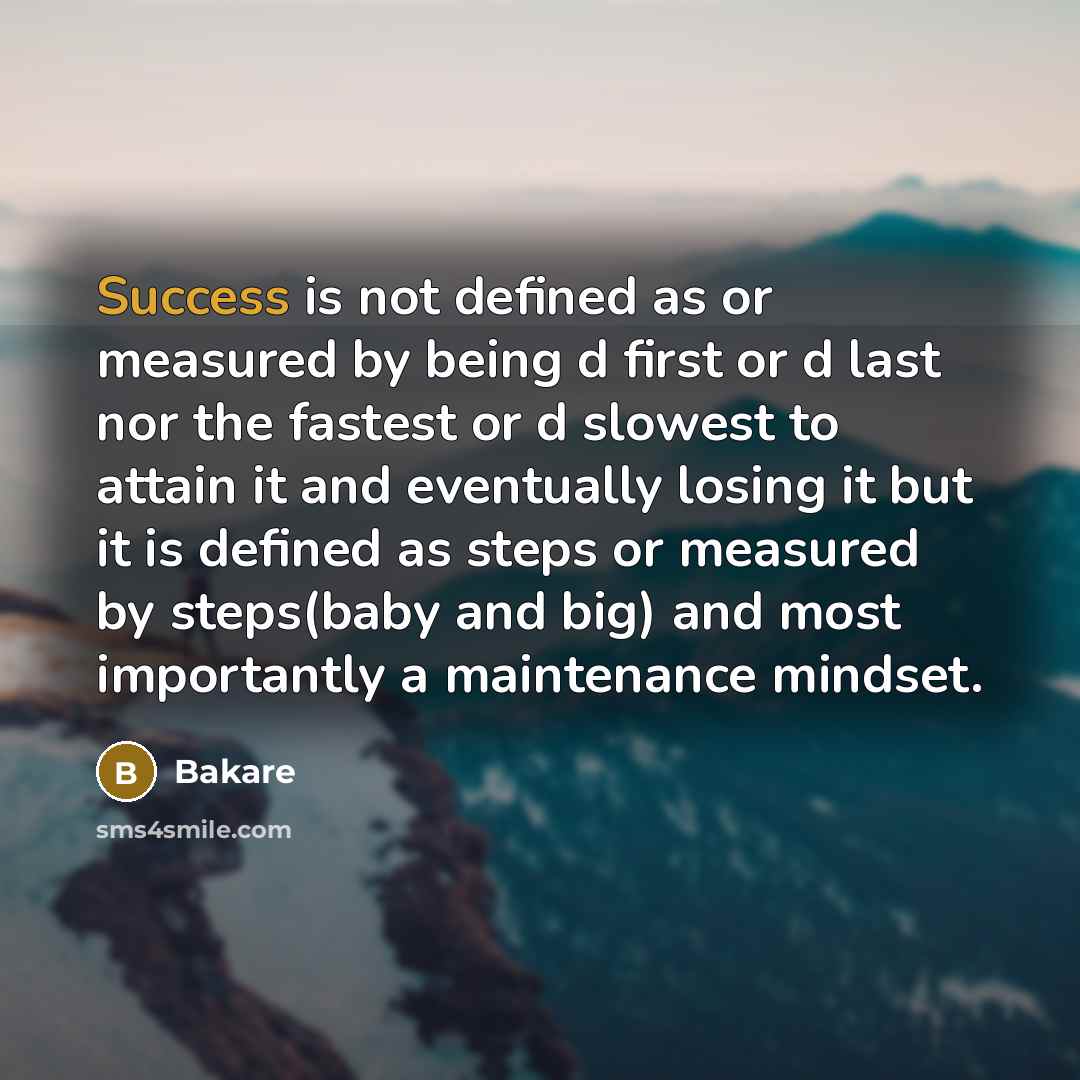 “Success is not defined as or measured by being d…” quote by Bakare