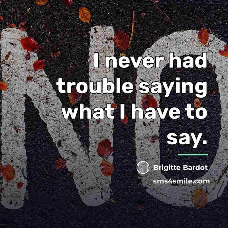 “I never had trouble saying what I have to say.…” quote by Brigitte Bardot