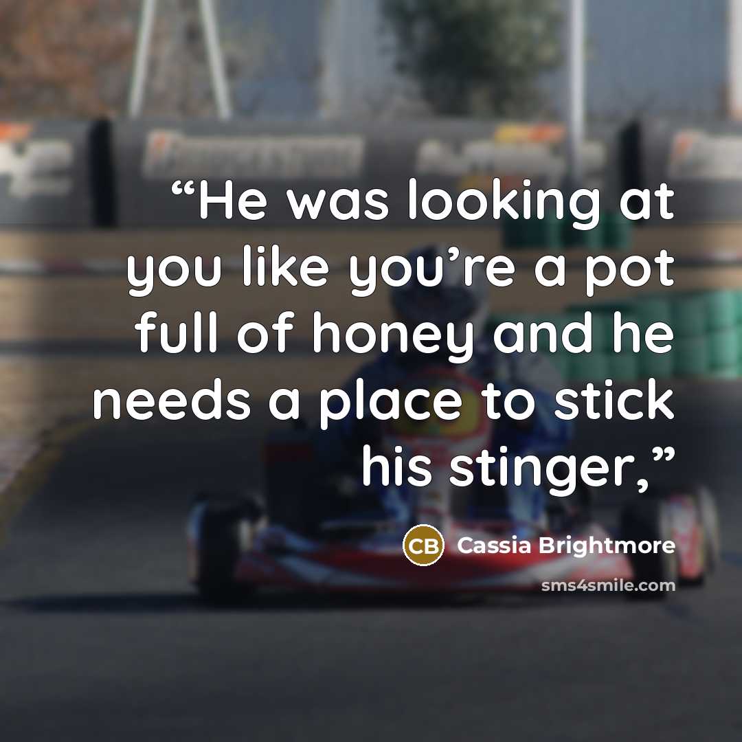“He was looking at you like you’re a pot full of honey and he needs a place to stick his stinger,” quote by Cassia Brightmore