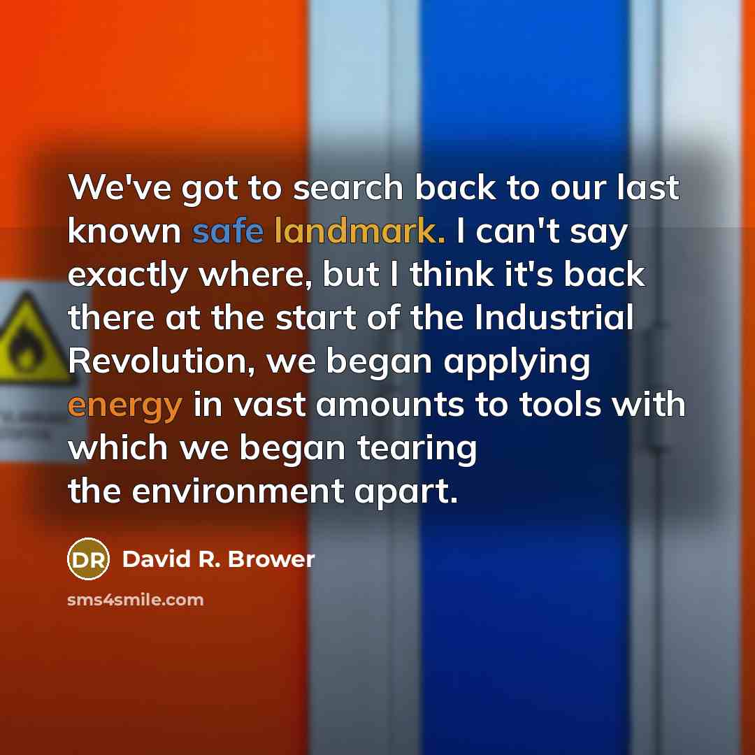 “We've got to search back to our last known safe…” quote by David R. Brower