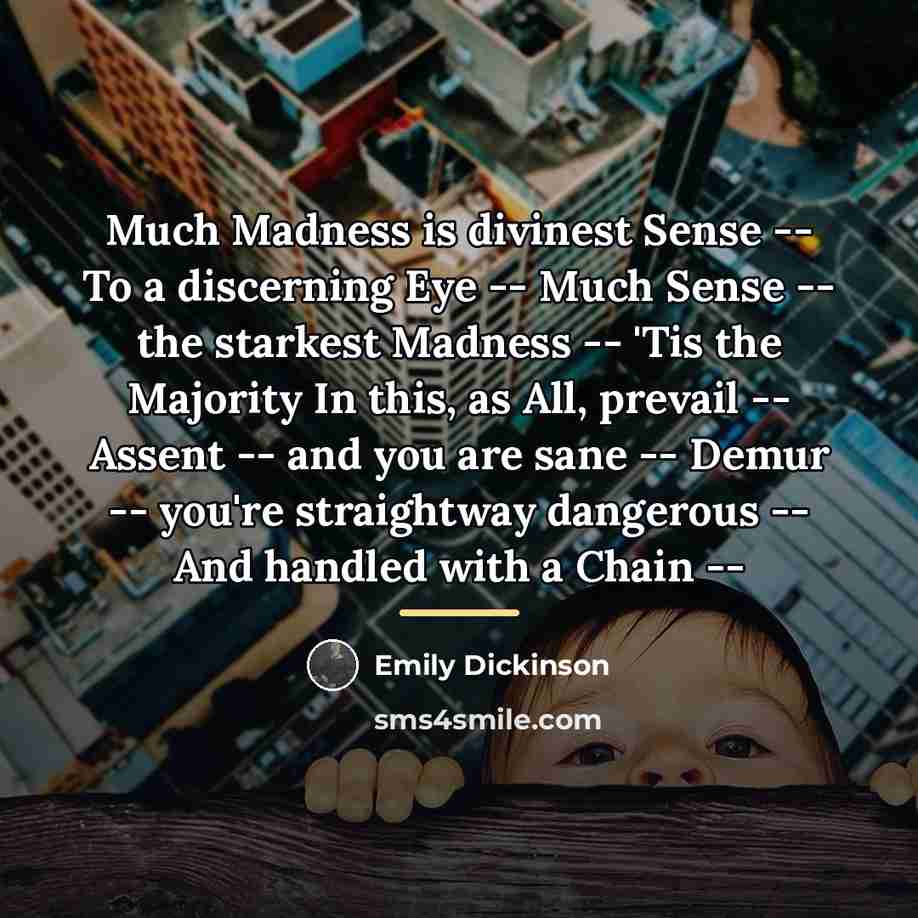 “Much Madness is divinest Sense -- To a discerning Eye…” quote by Emily Dickinson