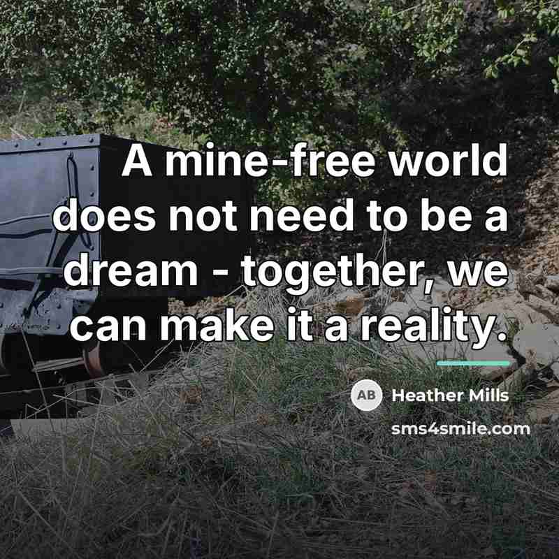 “A mine-free world does not need to be a dream…” quote by Heather Mills