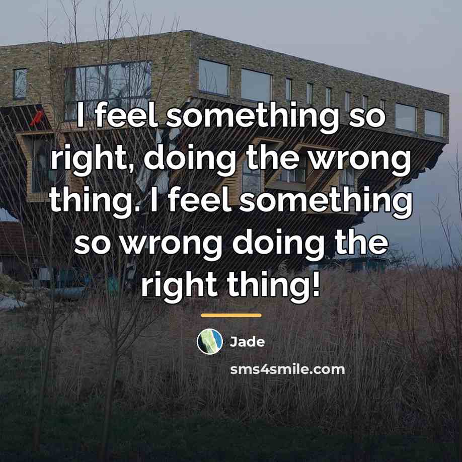 “I feel something so right, doing the wrong thing. I…” quote by Jade