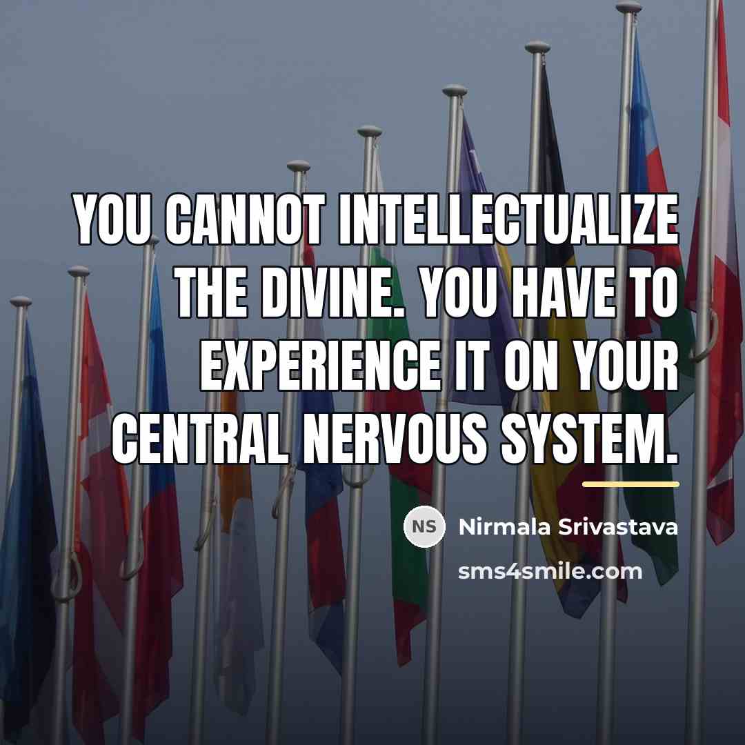 “You cannot intellectualize the Divine. You have to experience it…” quote by Nirmala Srivastava