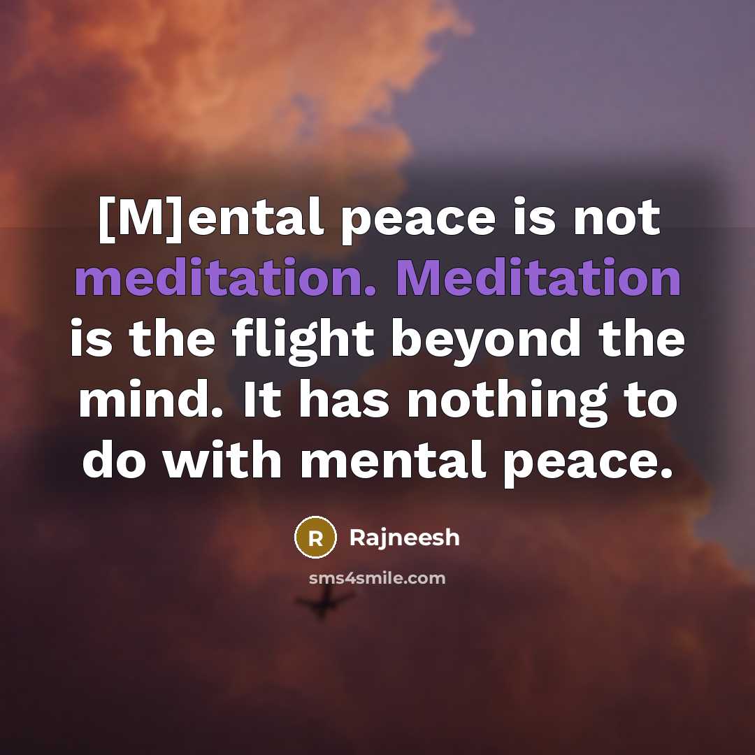 “[M]ental peace is not meditation. Meditation is the flight beyond…” quote by Rajneesh