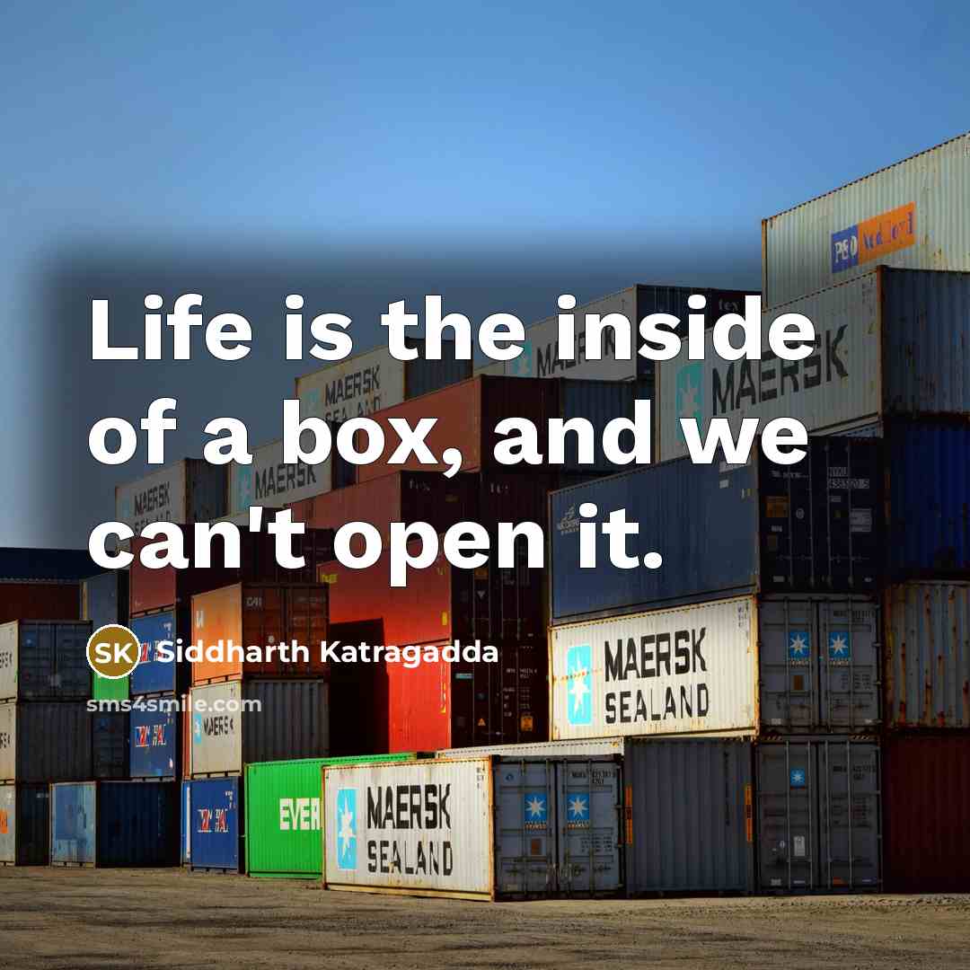 “Life is the inside of a box, and we can't…” quote by Siddharth Katragadda