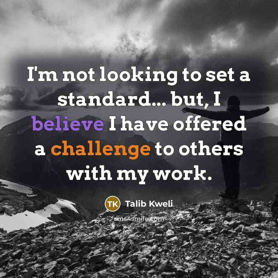 “I'm not looking to set a standard... but, I believe…” quote by Talib Kweli