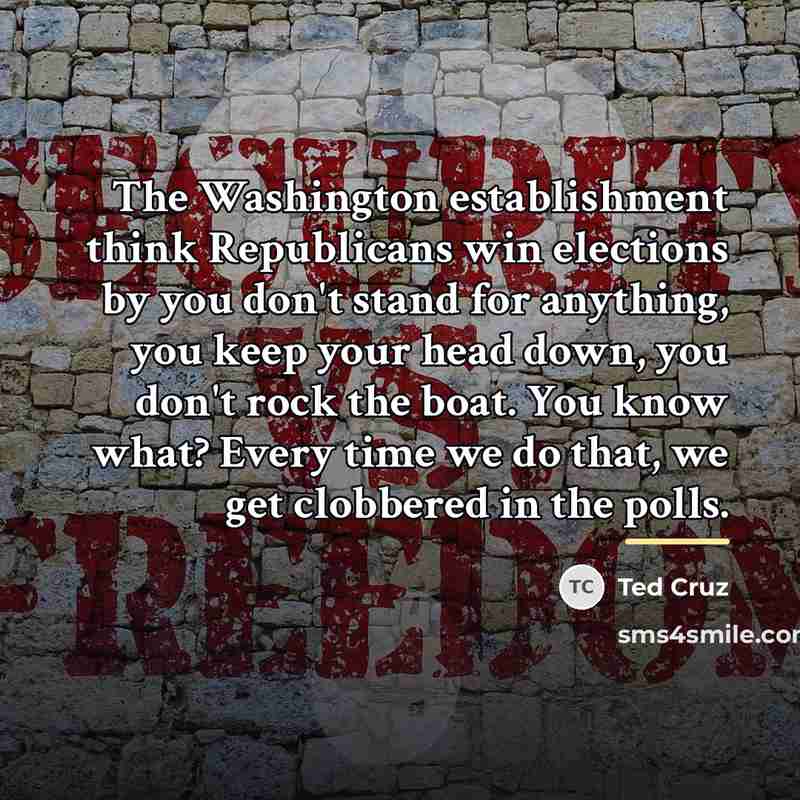 “The Washington establishment think Republicans win elections by you don't…” quote by Ted Cruz