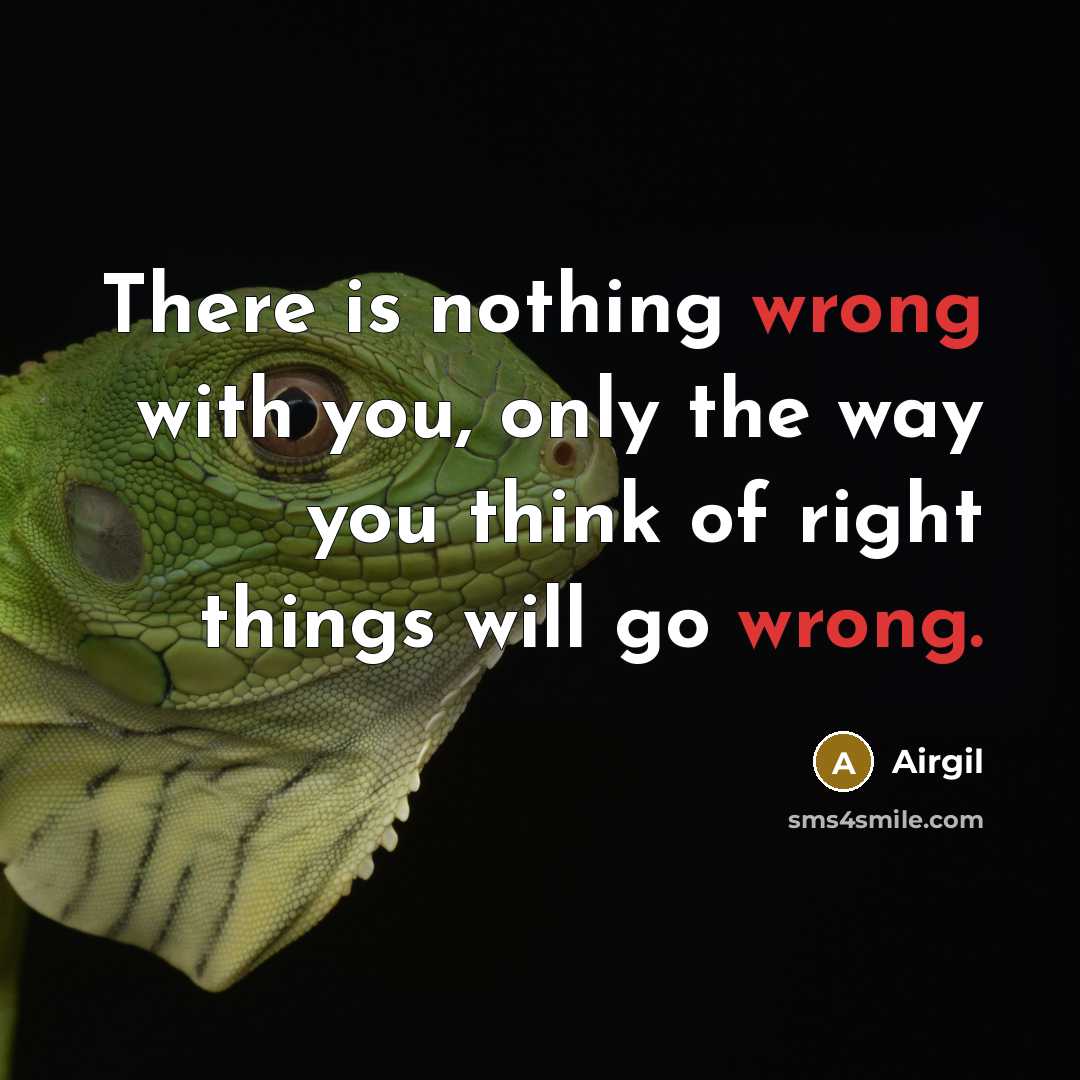 “There is nothing wrong with you, only the way you think of right things will go wrong.” quote by Airgil