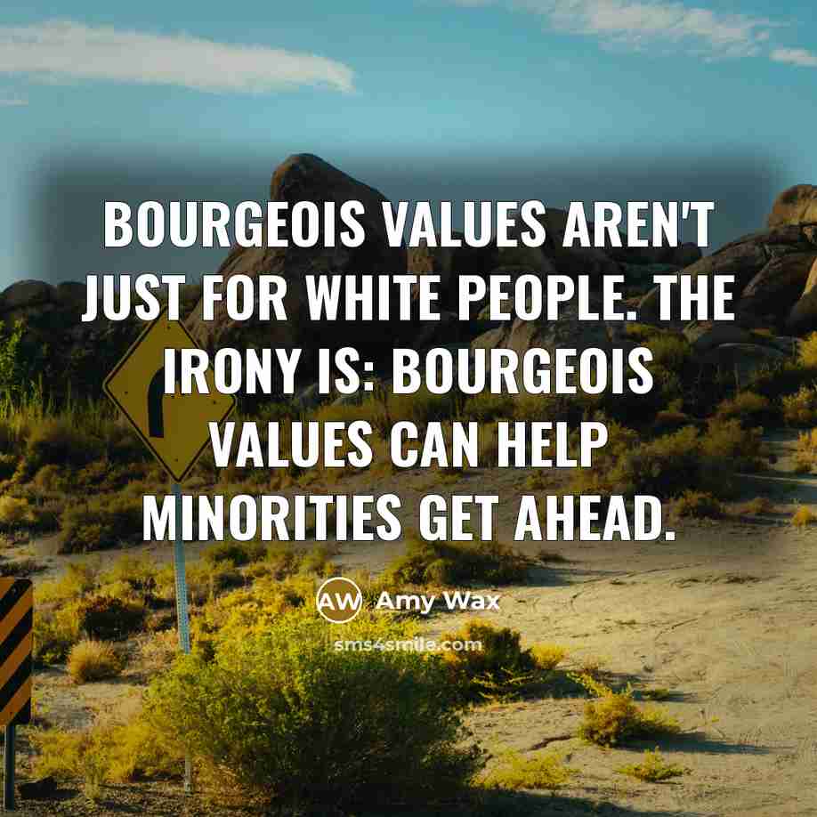 “Bourgeois values aren't just for white people. The irony is:…” quote by Amy Wax