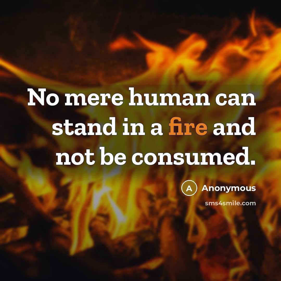 “No mere human can stand in a fire and not be consumed.” quote by Anonymous