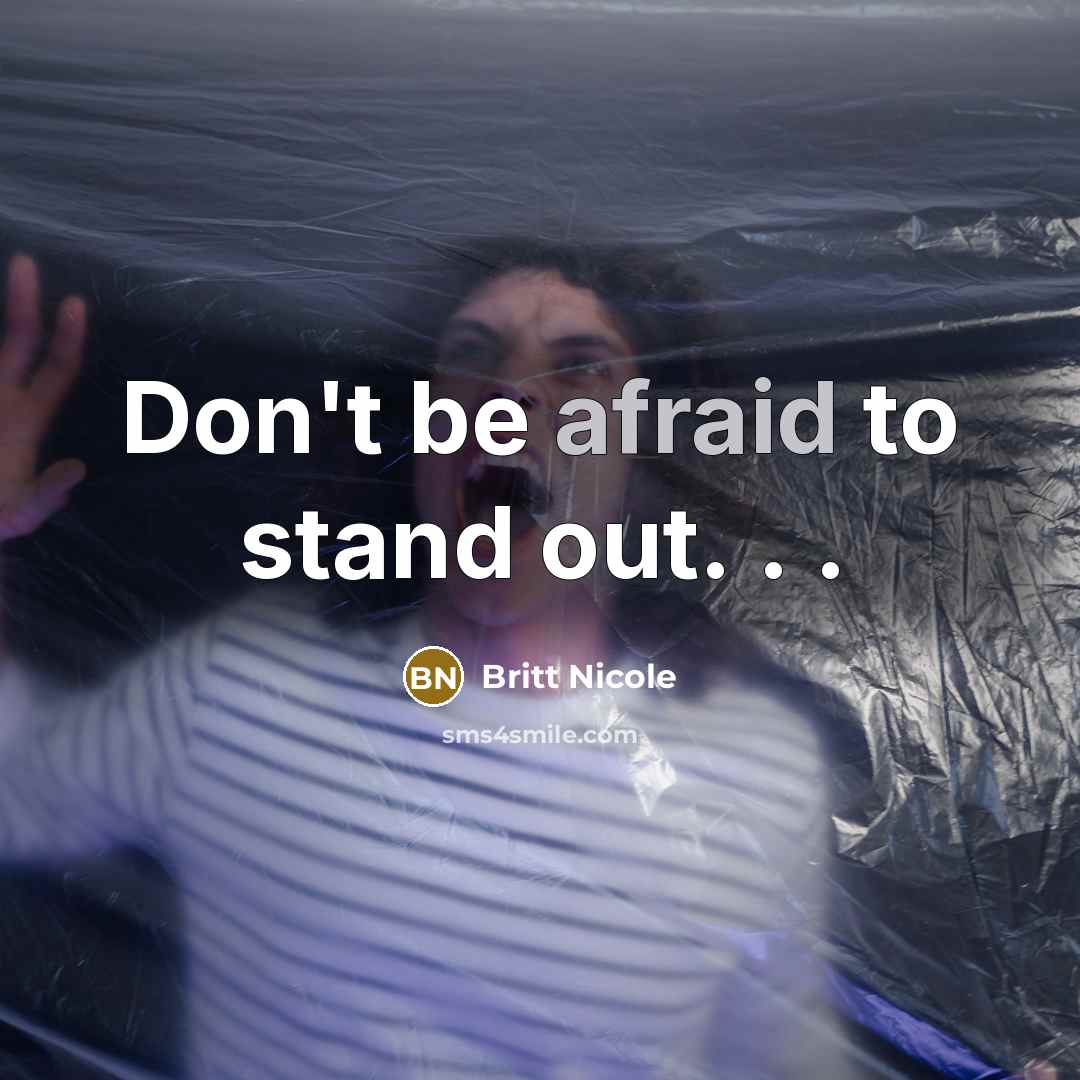 “Don't be afraid to stand out. . .…” quote by Britt Nicole