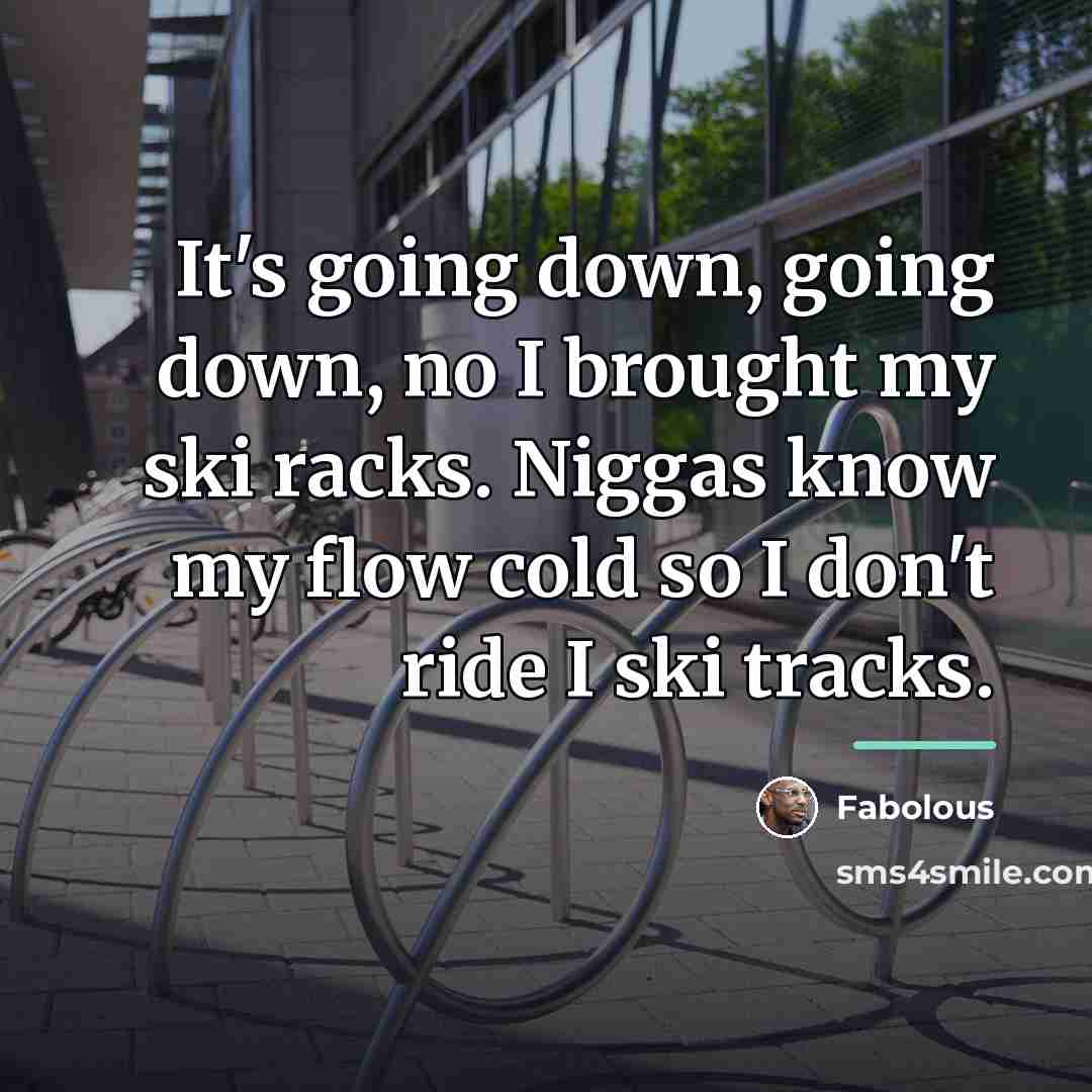 “It's going down, going down, no I brought my ski…” quote by Fabolous