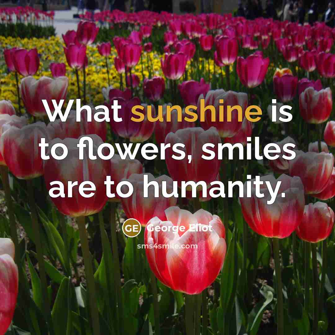“What sunshine is to flowers, smiles are to humanity.…” quote by George Eliot