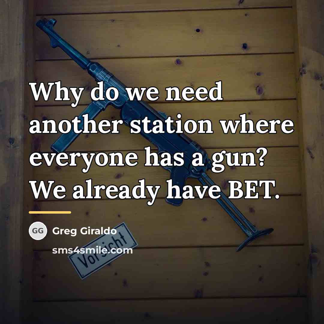 “Why do we need another station where everyone has a…” quote by Greg Giraldo