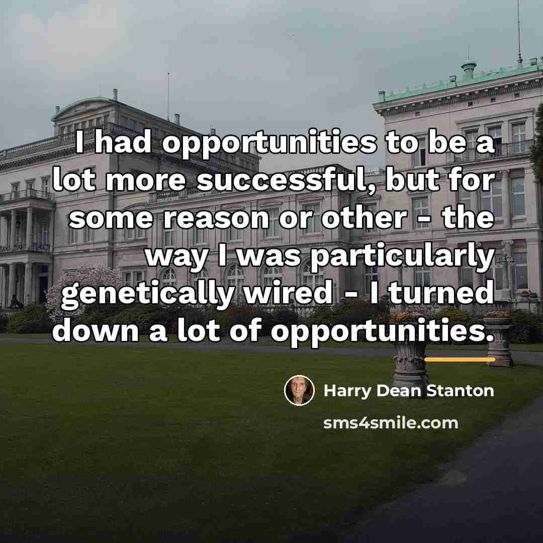 “I had opportunities to be a lot more successful, but…” quote by Harry Dean Stanton