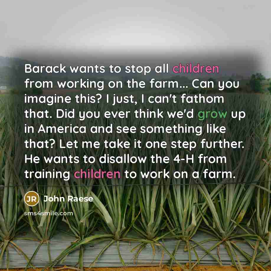 “Barack wants to stop all children from working on the…” quote by John Raese