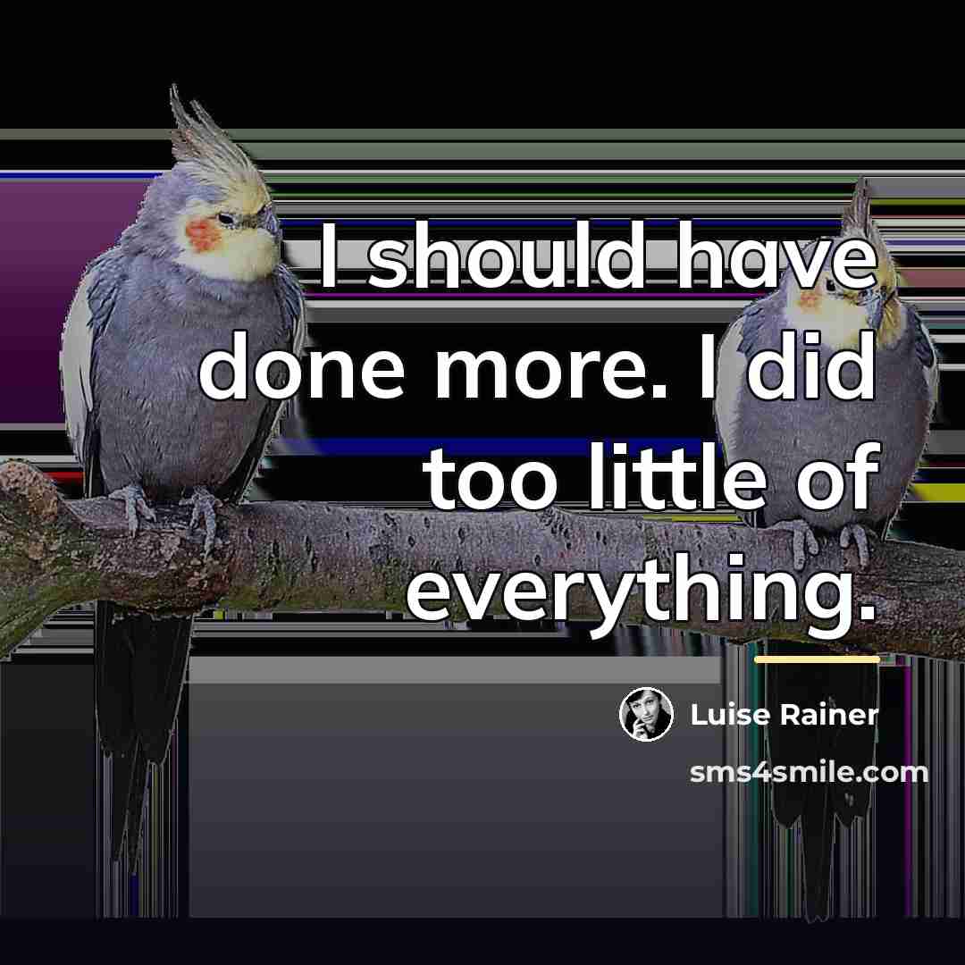 “I should have done more. I did too little of…” quote by Luise Rainer