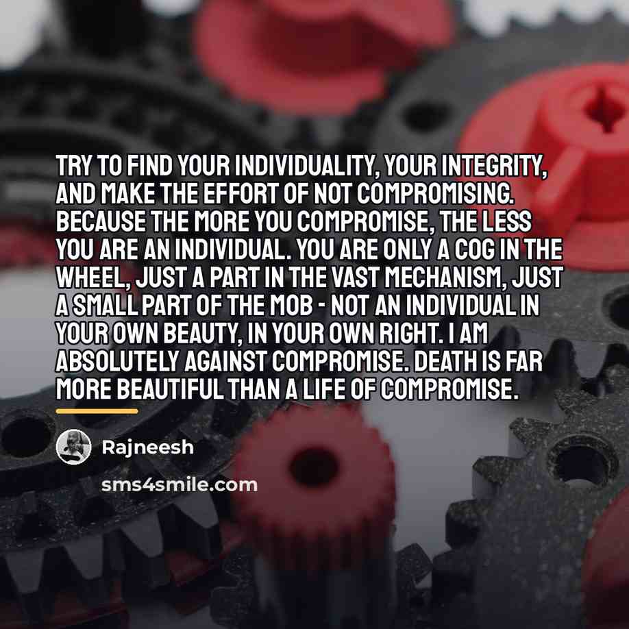 “Try to find your individuality, your integrity, and make the…” quote by Rajneesh