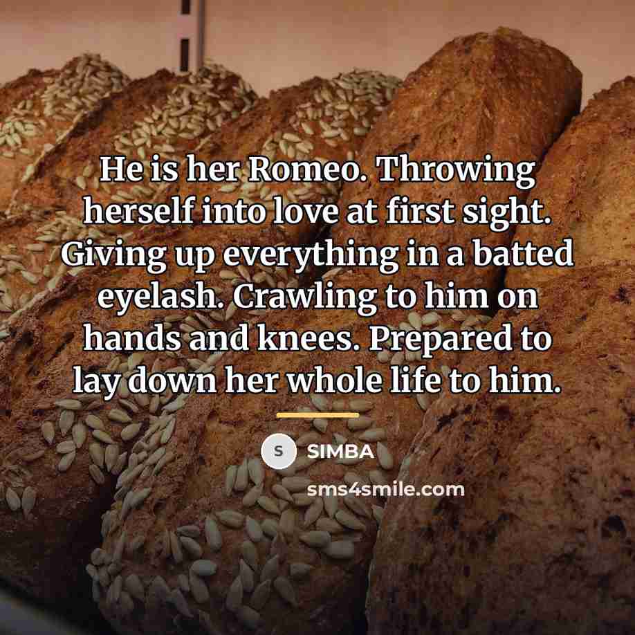 “He is her Romeo. Throwing herself into love at first…” quote by SIMBA