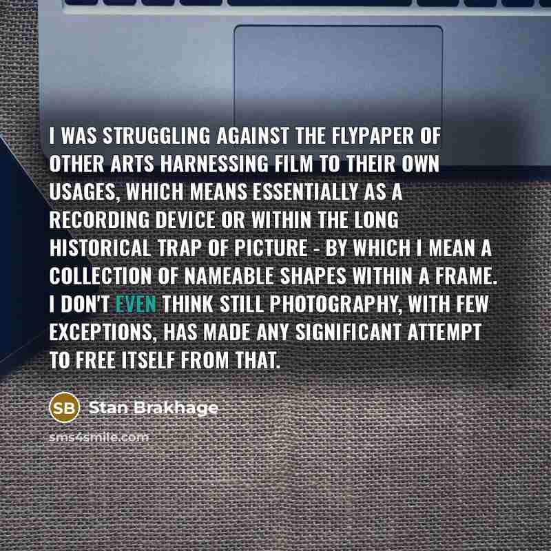 “I was struggling against the flypaper of other arts harnessing…” quote by Stan Brakhage