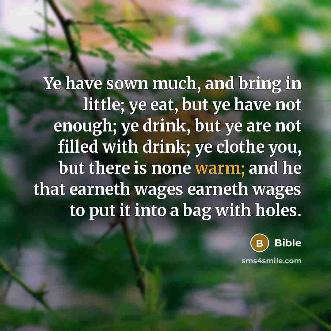 “Ye have sown much, and bring in little; ye eat,…” quote by Bible