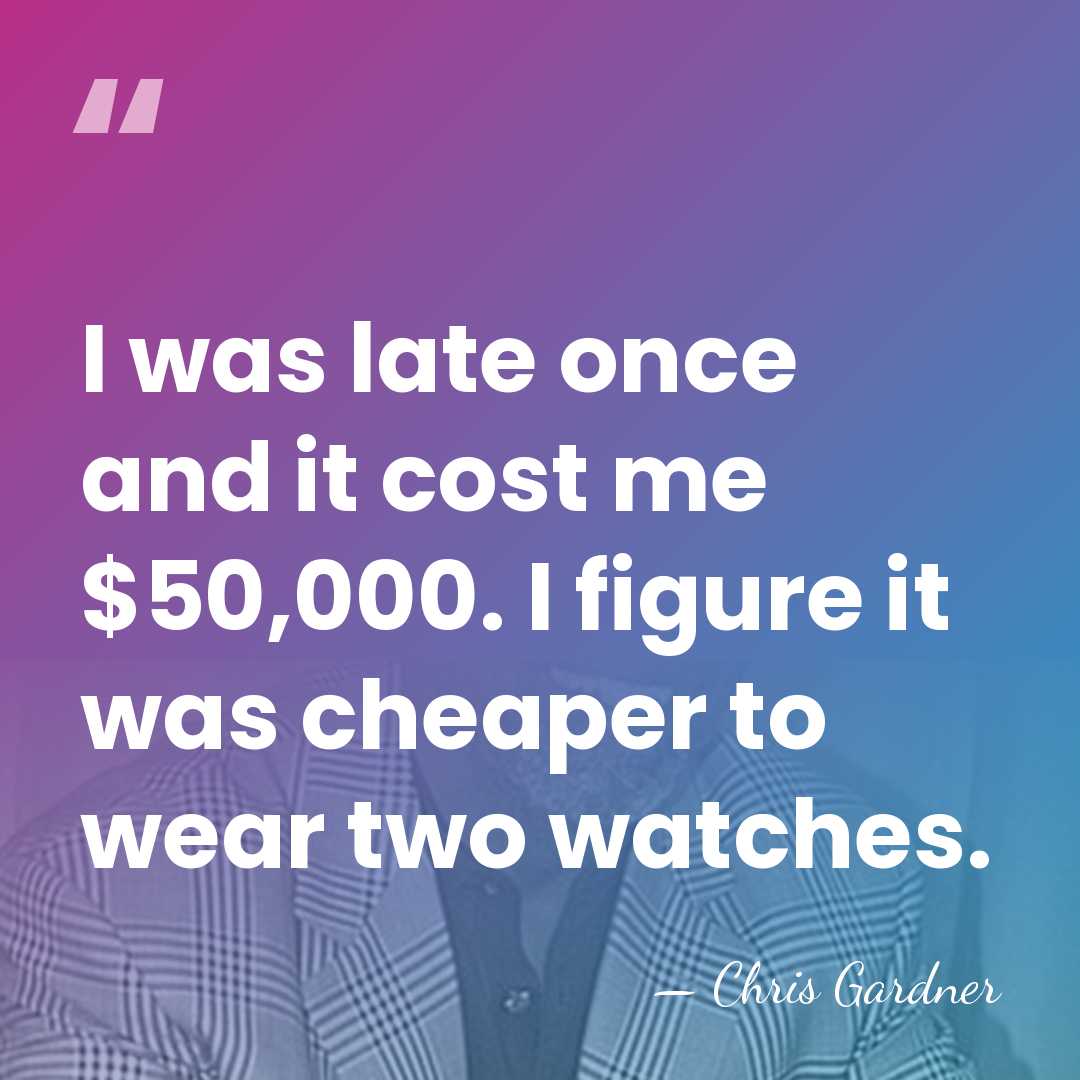 I was late once and it cost me $50,000. I figure it&hellip; - Chris Gardner