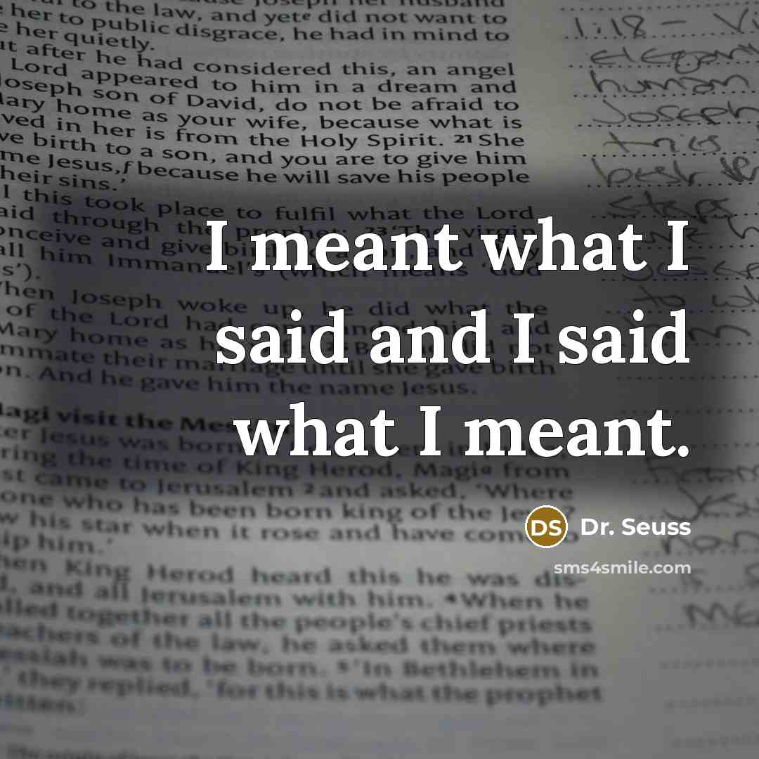 “I meant what I said and I said what I meant.” quote by Dr. Seuss