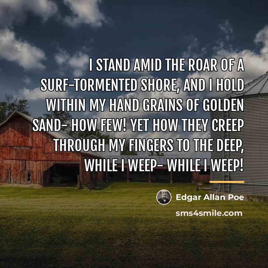 “I stand amid the roar Of a surf-tormented shore, And…” quote by Edgar Allan Poe