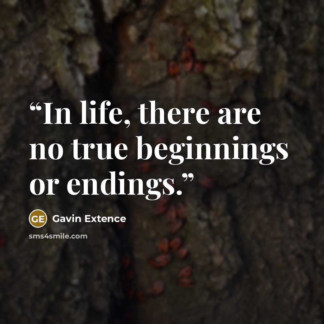 “In life, there are no true beginnings or endings.” quote by Gavin Extence
