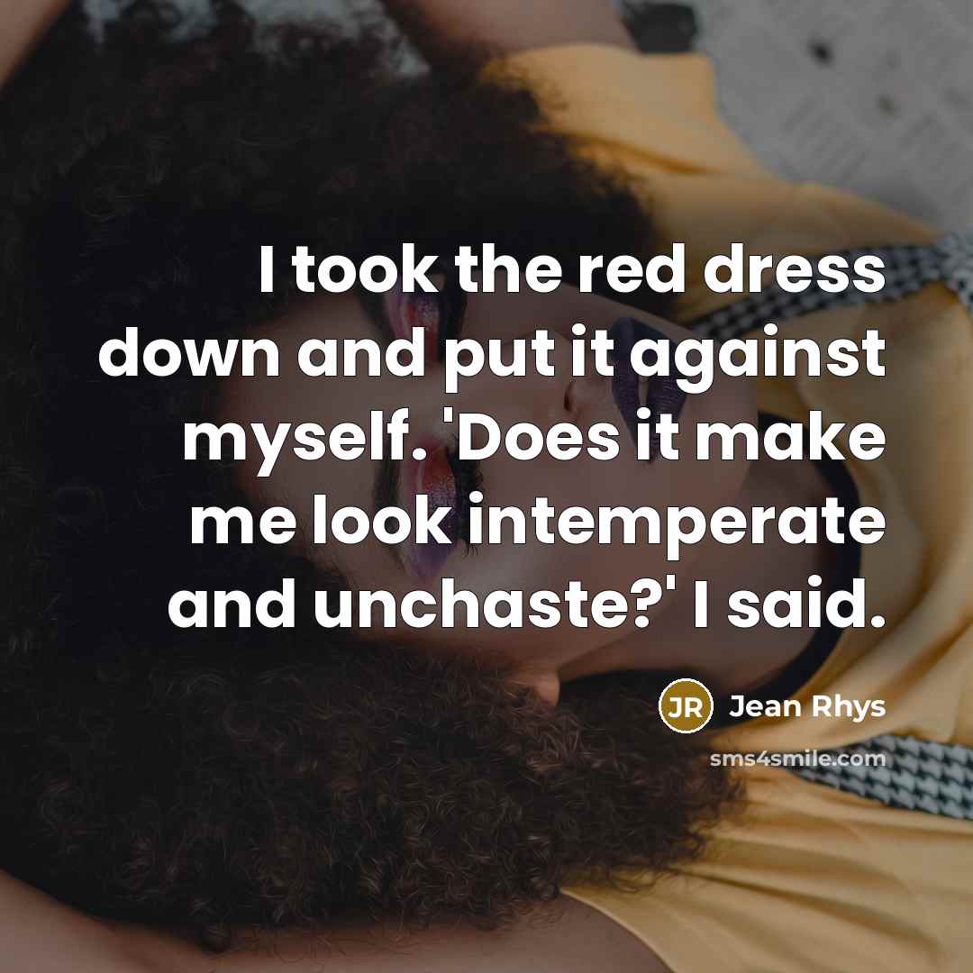 “I took the red dress down and put it against…” quote by Jean Rhys