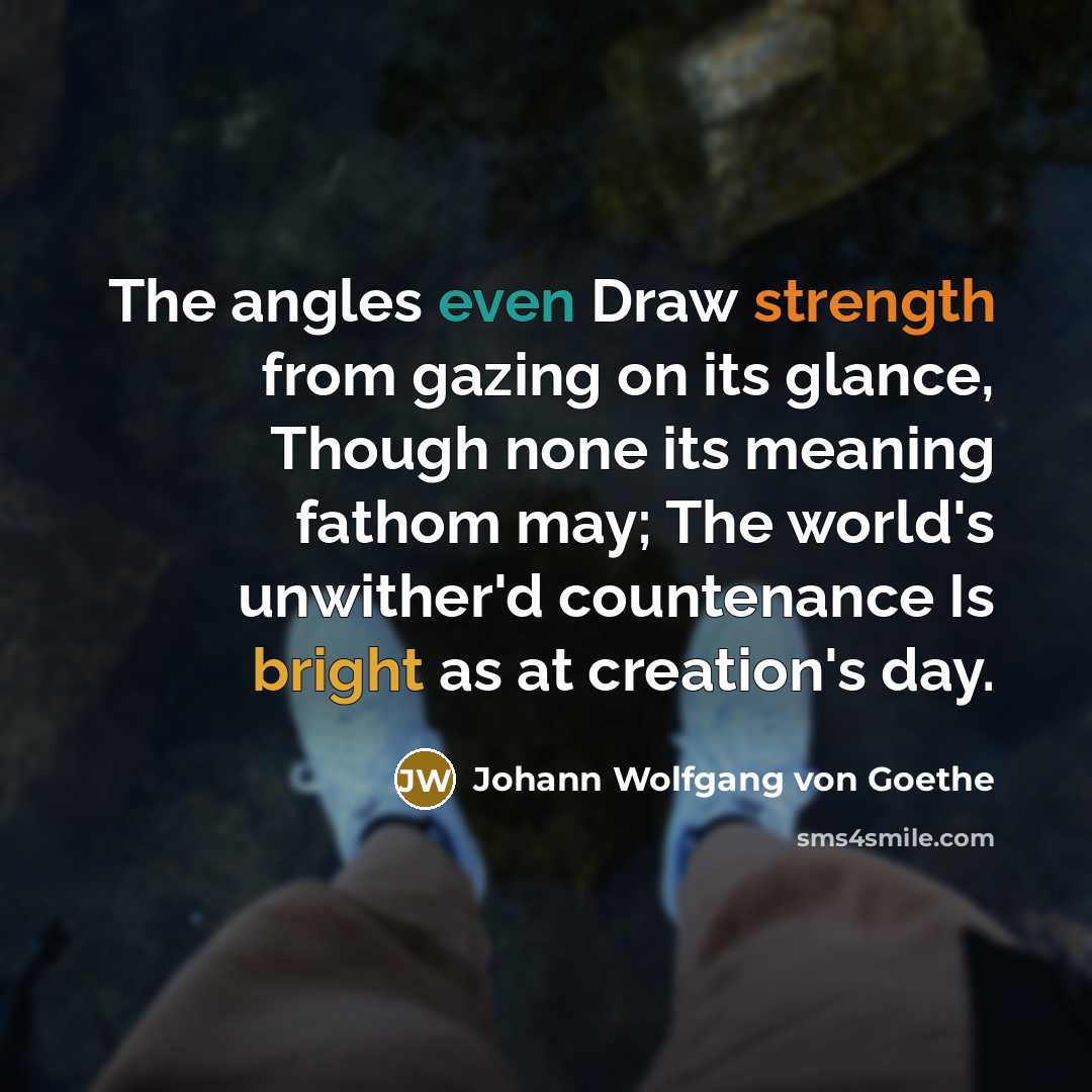 “The angles even Draw strength from gazing on its glance,…” quote by Johann Wolfgang von Goethe