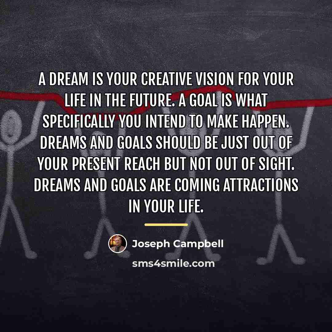 “A dream is your creative vision for your life in…” quote by Joseph Campbell