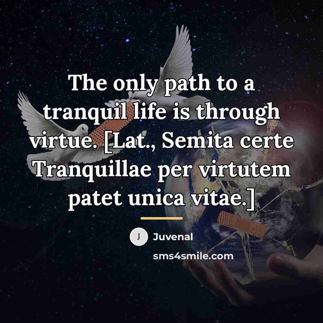 “The only path to a tranquil life is through virtue.…” quote by Juvenal